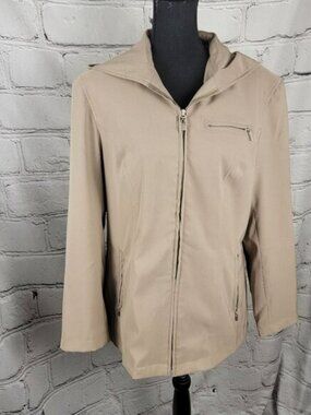 Braetan Womens Large‎ Tan Full Zip Hooded Business Casual Coastal Jacket Office